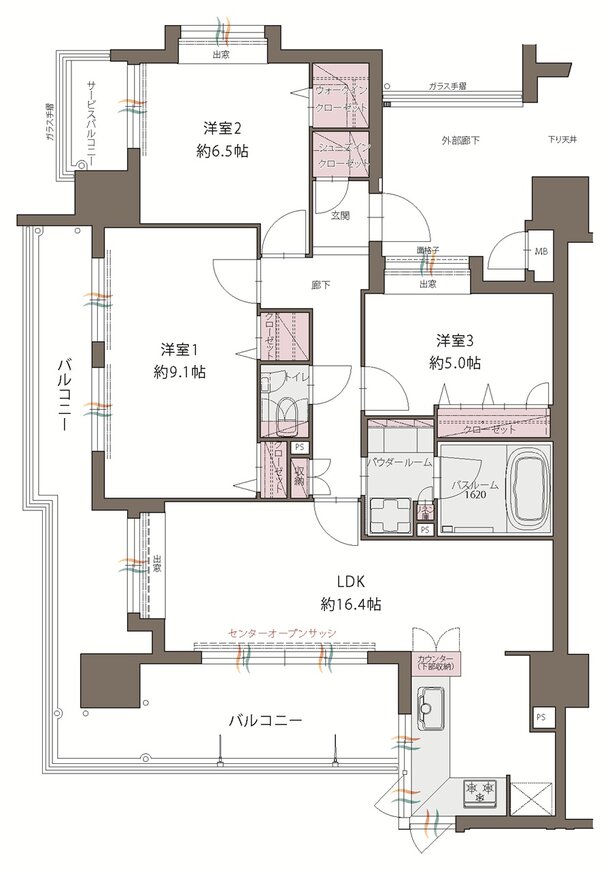 アクタス久留米グランミライ 間取り A type(メニュー1)