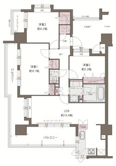 アクタス久留米グランミライ 間取り A type(メニュー1)