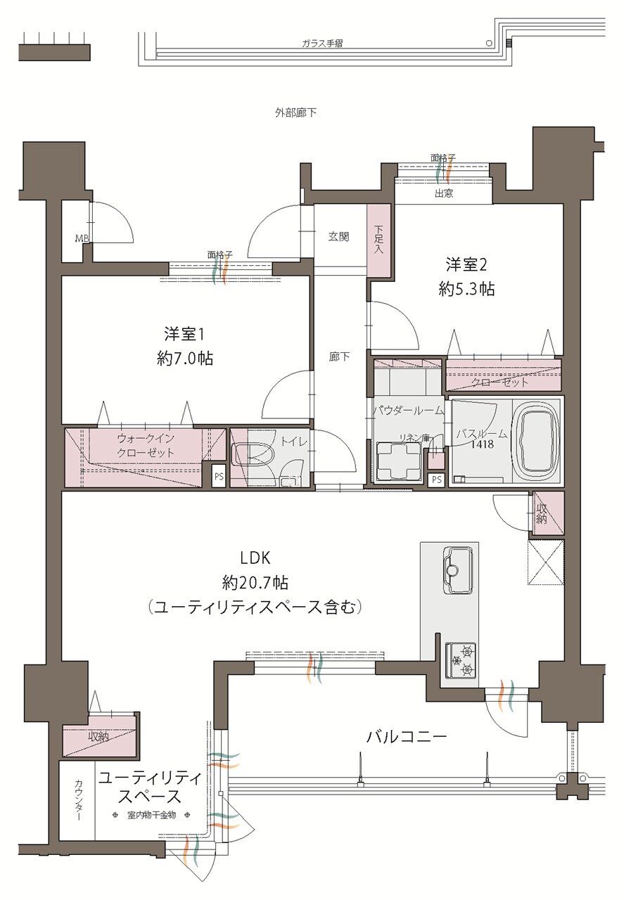 アクタス久留米グランミライ 間取り E type（メニュー1）
