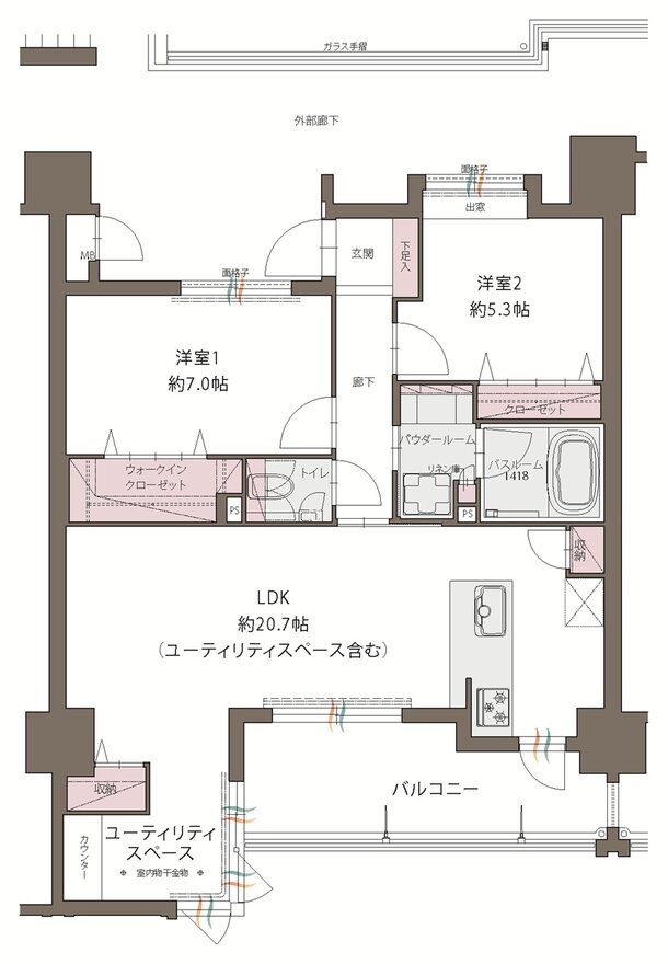 アクタス久留米グランミライ 間取り E type（メニュー1）