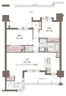 アクタス久留米グランミライ 間取り E type（メニュー1）