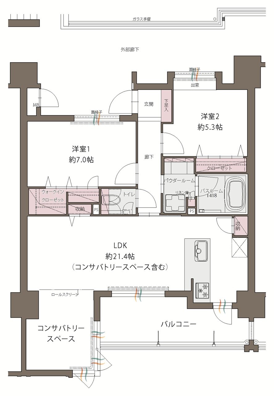 アクタス久留米グランミライ 間取り E type（メニュー2）