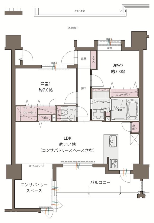 アクタス久留米グランミライ 間取り E type（メニュー2）