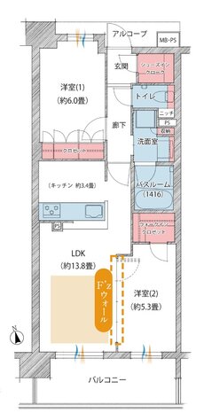 ワコーレシティ西鈴蘭台駅前 間取り D type