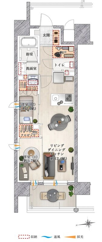 ソルティア上町台高津公園 間取り Aタイプ