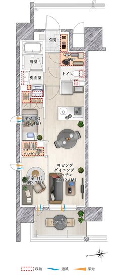 ソルティア上町台高津公園 間取り Aタイプ