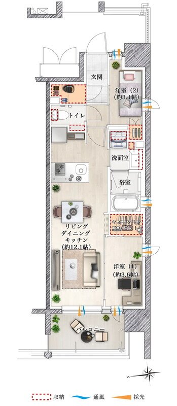 ソルティア上町台高津公園 間取り Cタイプ