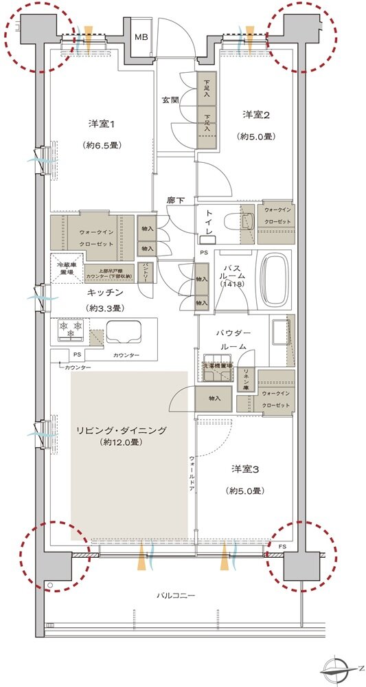 プレミスト鷺沼 間取り K type