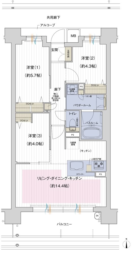 プレサンス ロジェ 平野ザ・ガーデン 間取り Bタイプ