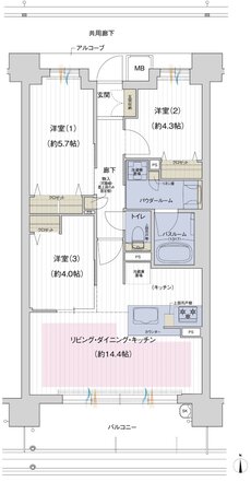 プレサンス ロジェ 平野ザ・ガーデン 間取り Bタイプ