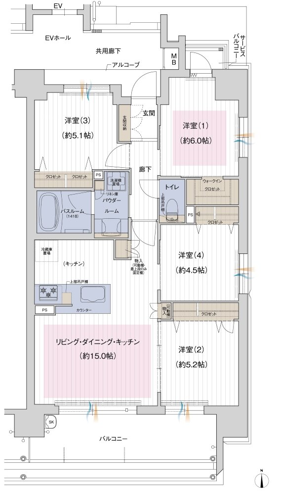 プレサンス ロジェ 平野ザ・ガーデン 間取り Dタイプ