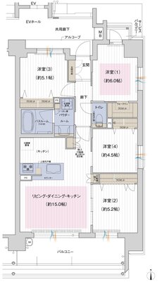 プレサンス ロジェ 平野ザ・ガーデン 間取り Dタイプ