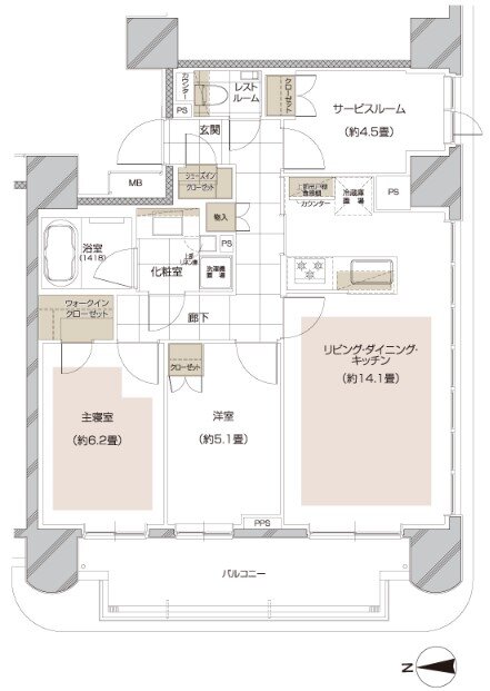 ピアース武蔵小杉レジデンス 間取り C TYPE