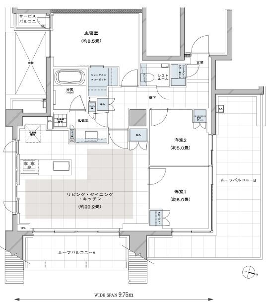 ディアナコート都立大学翠景 間取り K TYPE