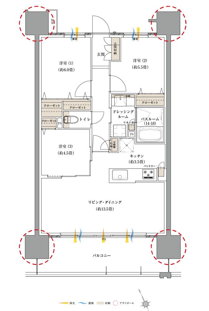 サーパス富山千歳町 間取り B・B2タイプ