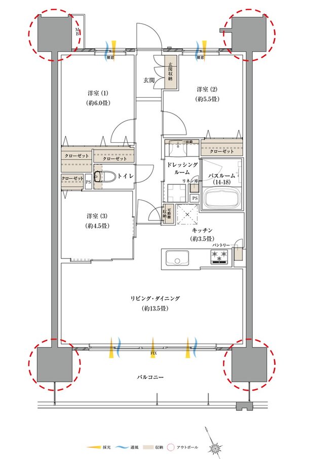 サーパス富山千歳町 間取り B・B2タイプ