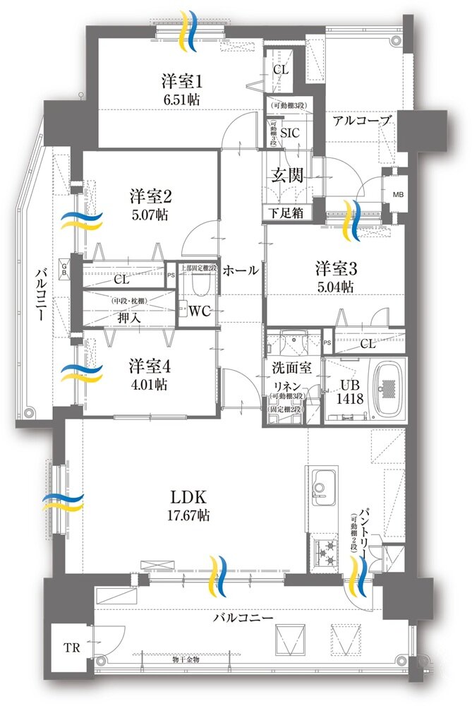 グランドキャッスル二島フォルテ 間取り A type