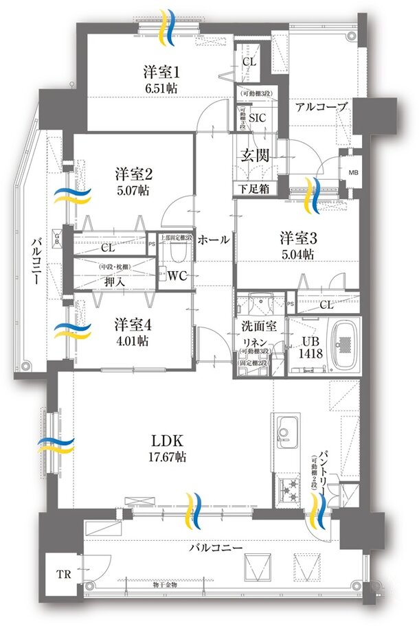 グランドキャッスル二島フォルテ 間取り A type