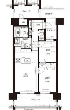 グランドキャッスル二島フォルテ 間取り B type