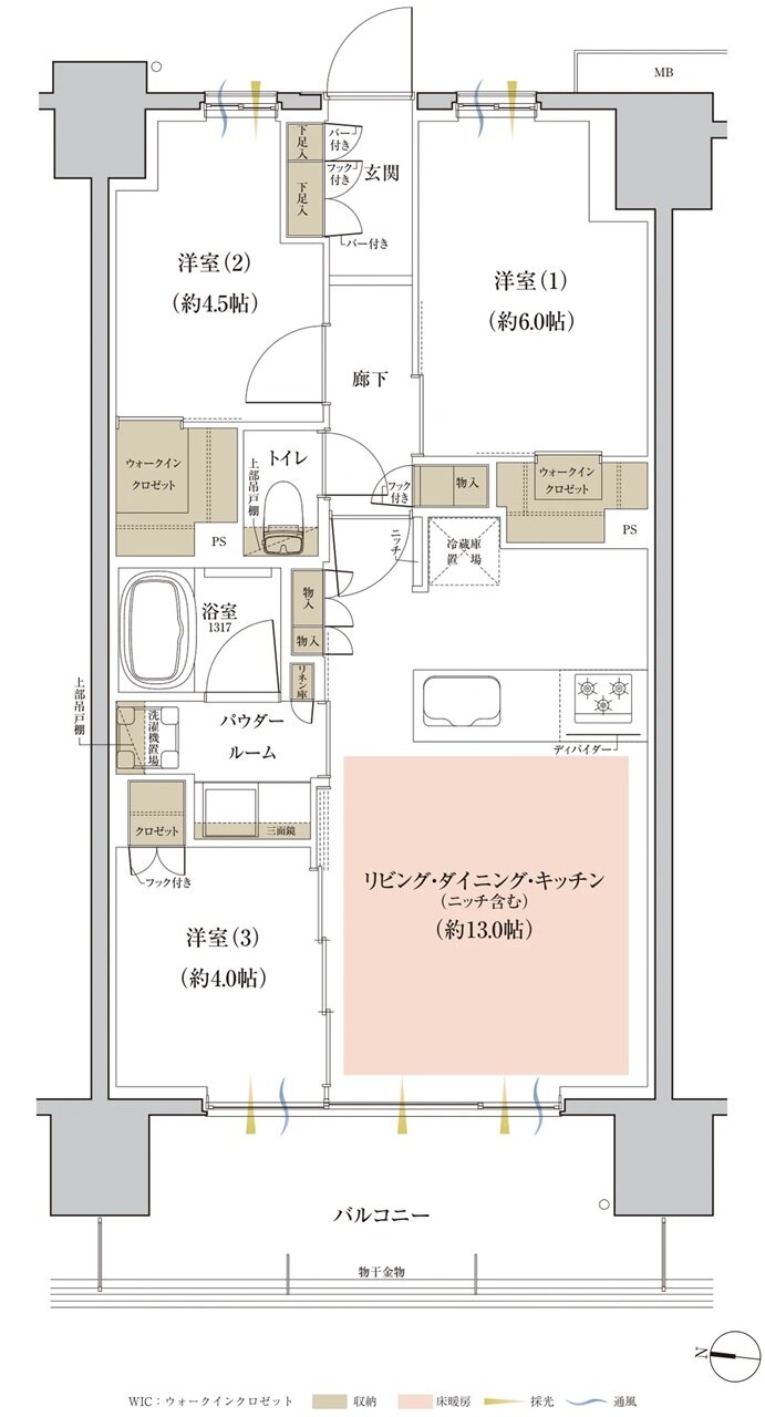 ファインレジデンス川越新富町ステーションテラス 間取り E type