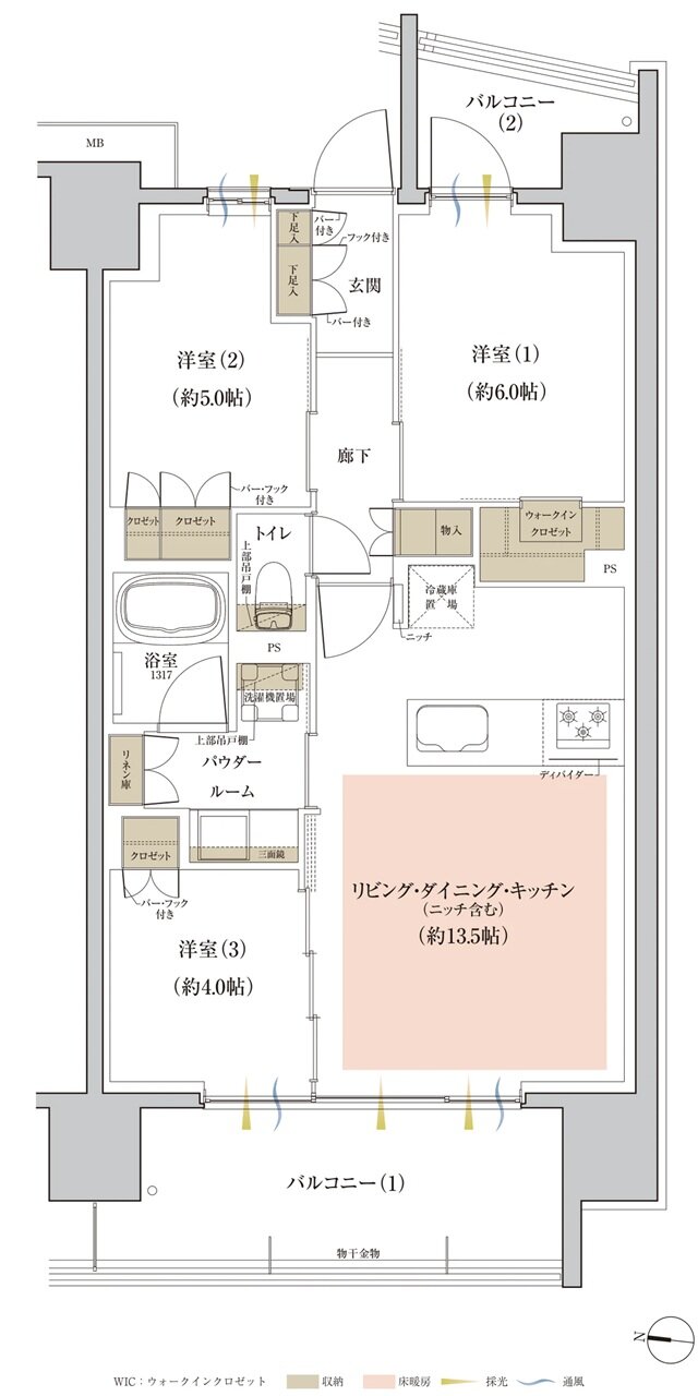 ファインレジデンス川越新富町ステーションテラス 間取り F1 type