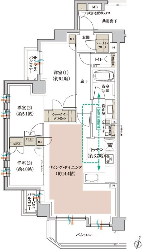 レフィール宮前平 間取り D1 TYPE