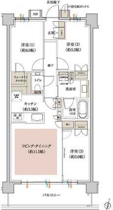 レフィール宮前平 間取り E1 TYPE