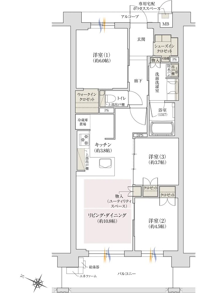 ジオ豊中 中桜塚三丁目 間取り B1 type