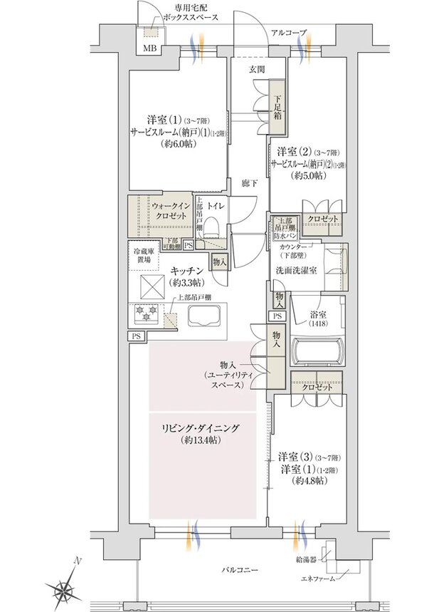 ジオ豊中 中桜塚三丁目 間取り D type