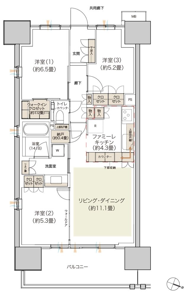 (仮称)ルネ品川天王洲 間取り Jタイプ