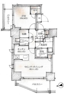 ザ・レジデンス上八丁堀 間取り F1タイプ
