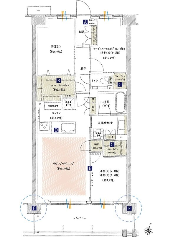 プレシス一之江ザ・コート 間取り B2タイプ