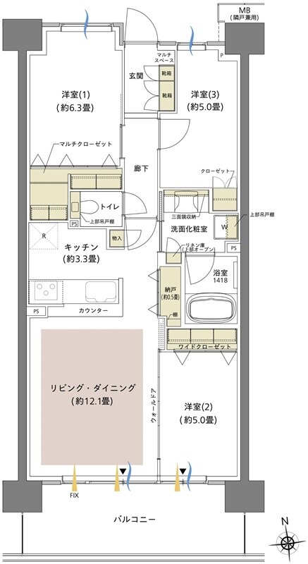 船橋山手レジデンス 間取り 1G4 TYPE