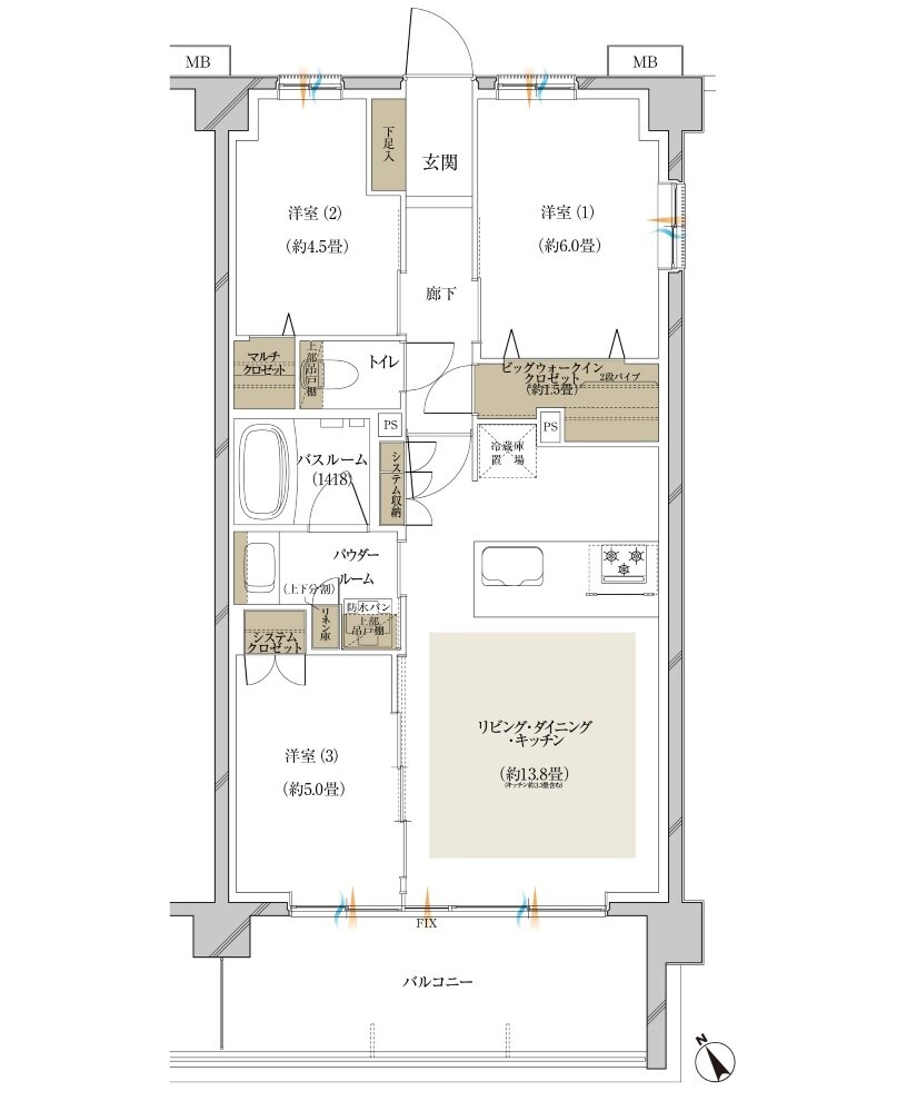 ヴェレーナ松戸ザ・テラス 間取り B TYPE