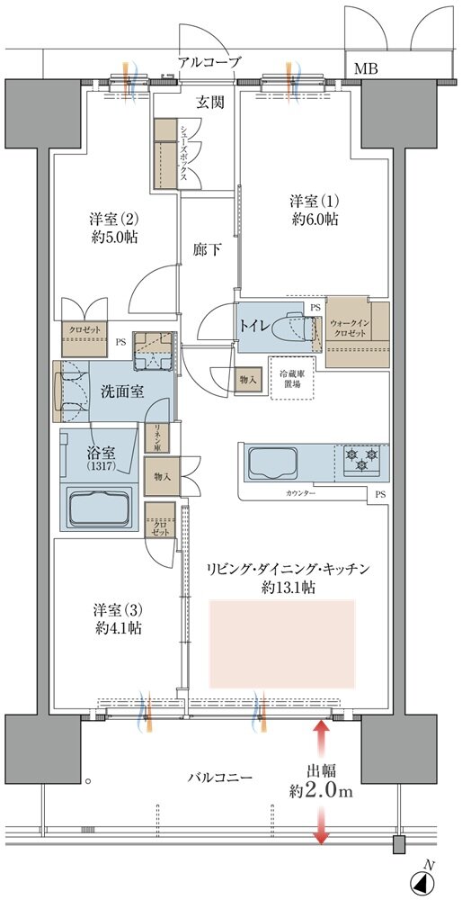 プレティナレジデンス大阪柏原 間取り C TYPE
