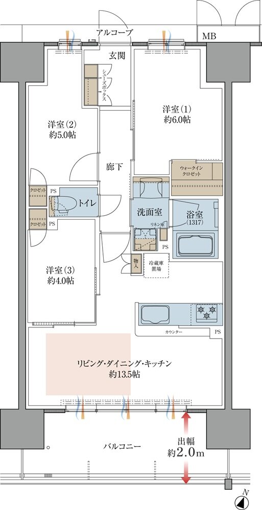 プレティナレジデンス大阪柏原 間取り E TYPE