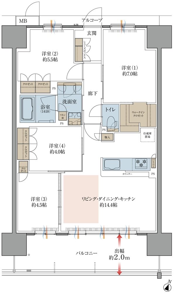 プレティナレジデンス大阪柏原 間取り G TYPE