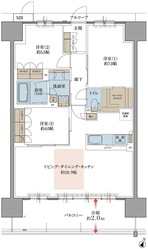 プレティナレジデンス大阪柏原 間取り G TYPE［MENU1］