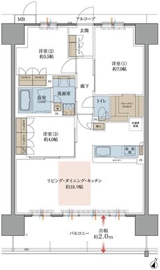 プレティナレジデンス大阪柏原 間取り G TYPE［MENU1］