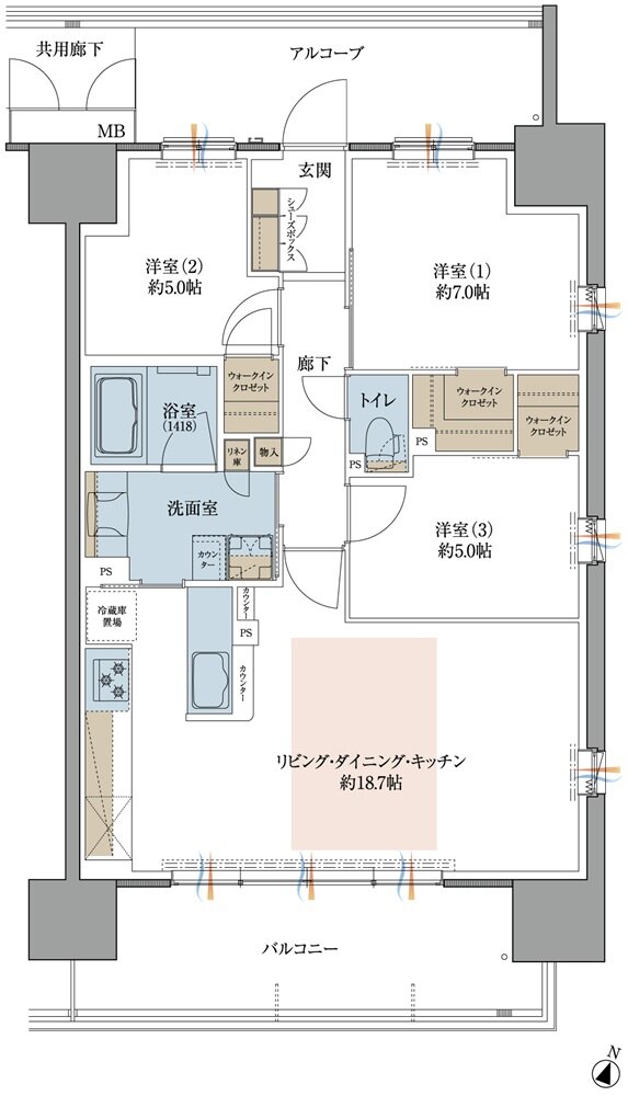 プレティナレジデンス大阪柏原 間取り I TYPE［MENU］