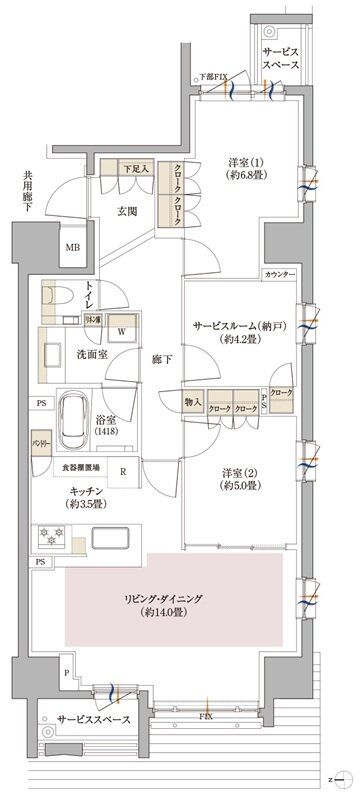 パークホームズ京都烏丸御池 間取り Bタイプ