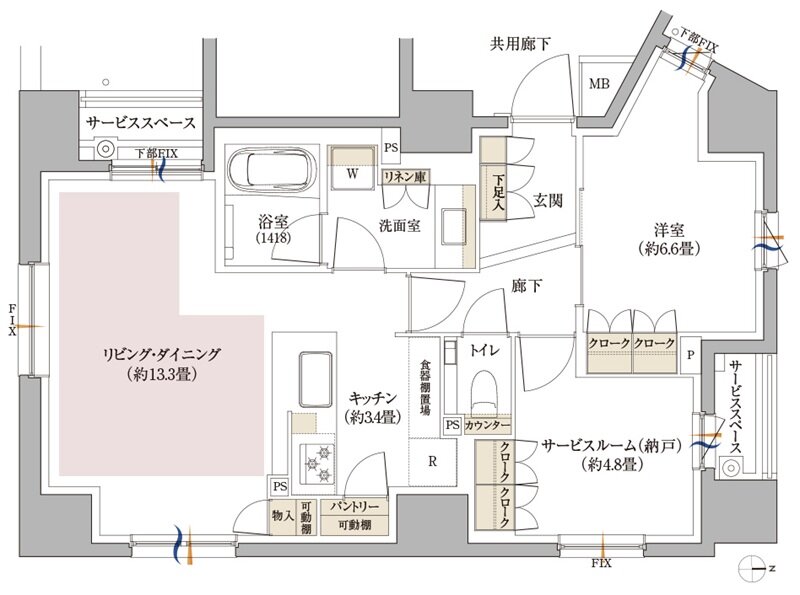 パークホームズ京都烏丸御池 間取り Cタイプ