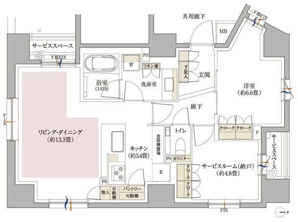 パークホームズ京都烏丸御池 間取り Cタイプ