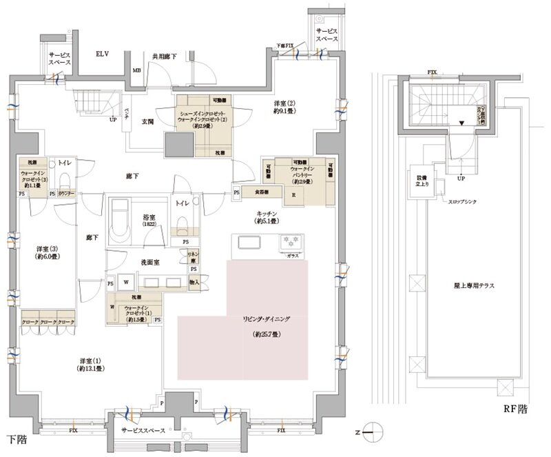 パークホームズ京都烏丸御池 間取り Dタイプ