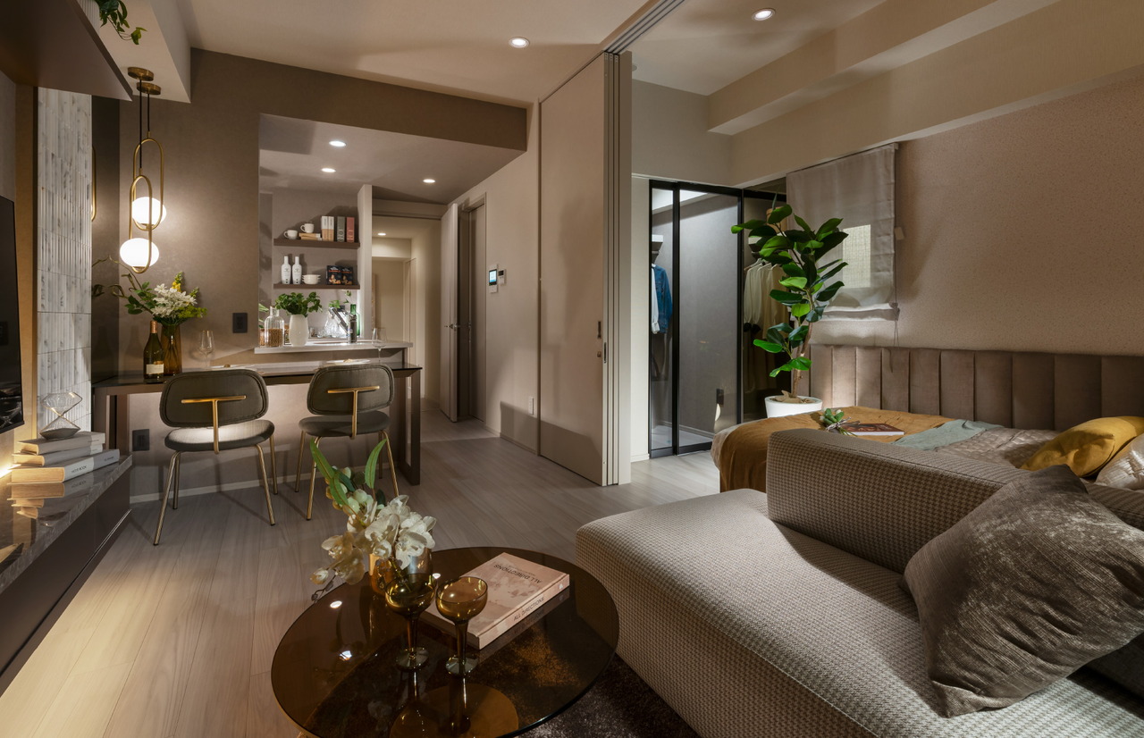LIVING DINING KITCHEN BEDROOM