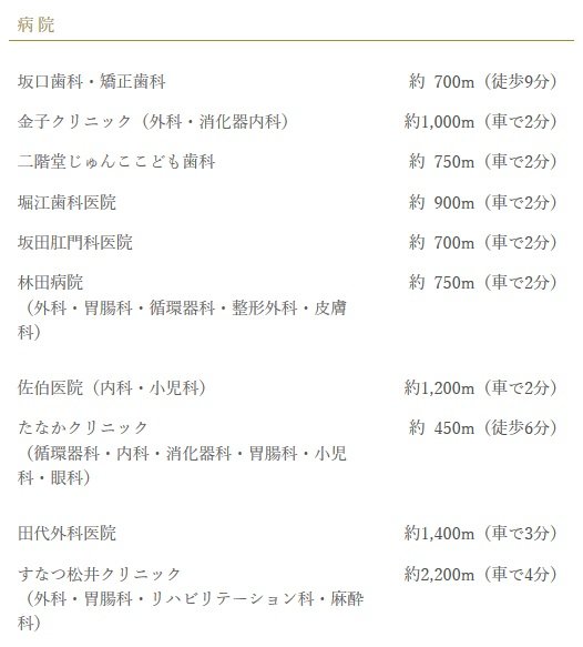 ライフインフォメーション（病院）
