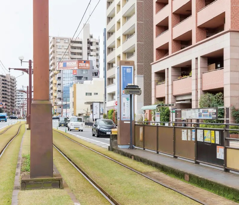 鹿児島市電2系統 「都通」電停 (鹿児島駅前方面)