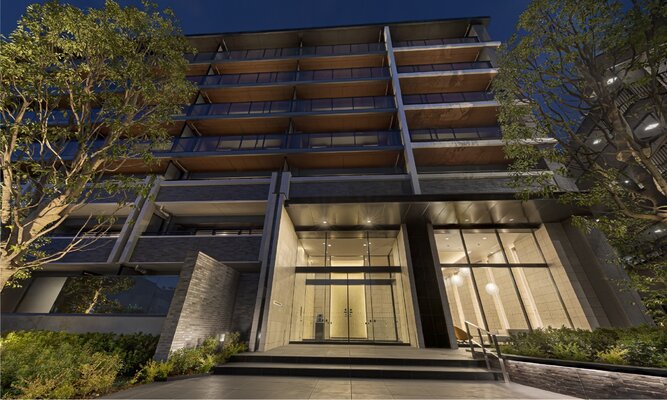 エントランス竣工写真（2025年11月撮影）