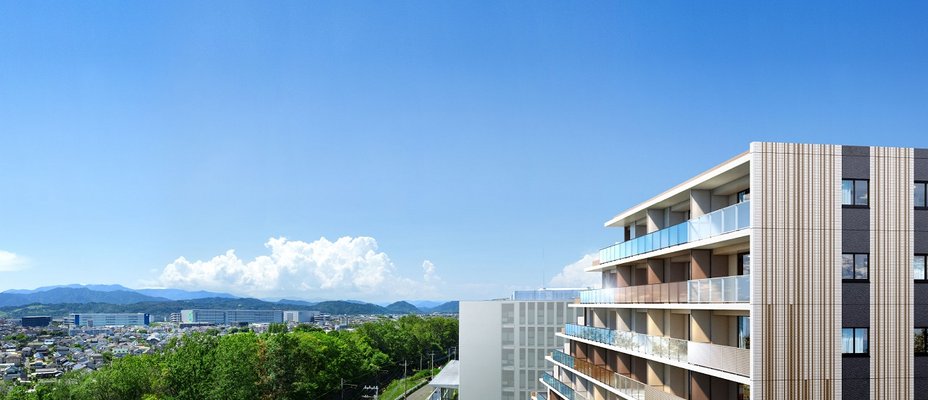外観完成CG（建設地9階相当の高さ（地上より高さ約27m付近）より撮影（2023年7月））