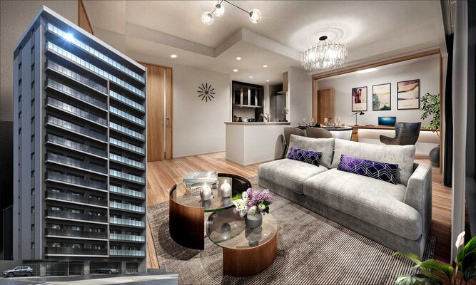 外観完成予想図／Fタイプ室内完成予想図